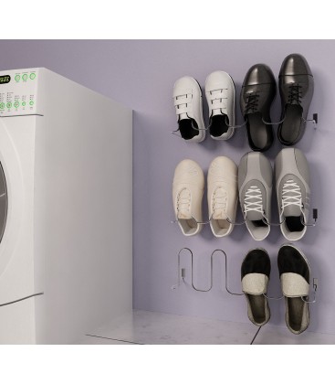 Zapatera con pares cromo fijo para pared