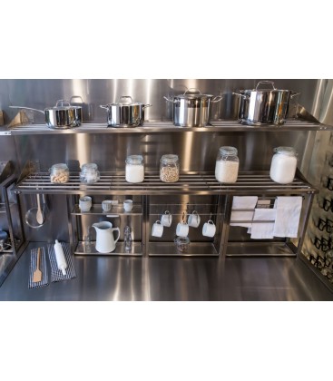 Organizador de pared acero inox con ganchera 107cm