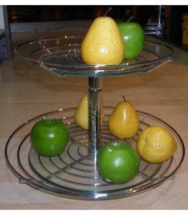 Frutero de mesada vidrio con cromo