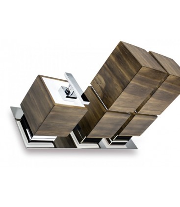 Porta objetos ( cepillos) de mesada linea Wood