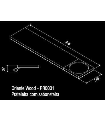 Estante y jabonera de pared madera Linea Wood