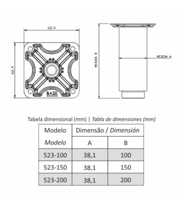PATA ALUMINIO PARA BAJO DE MUEBLES