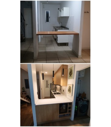 Cocina en mdf laminado con perfil gola