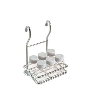 Porta condimentos con 6 frascos acero inox