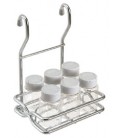 Porta condimentos con 6 frascos acero inox