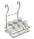 Porta condimentos con 6 frascos acero inox