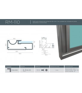 Perfil manija para vidrio 4mm x 3mts